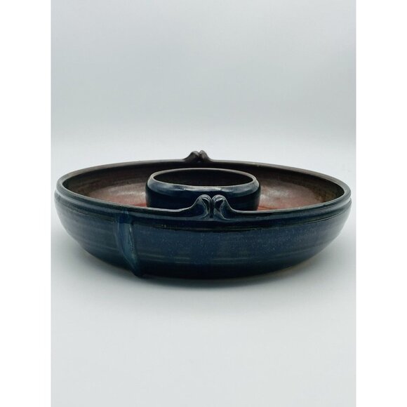 Mariella Owens Pottery Chip and Dip Bowl Red Green Blue - Picture 4 of 11